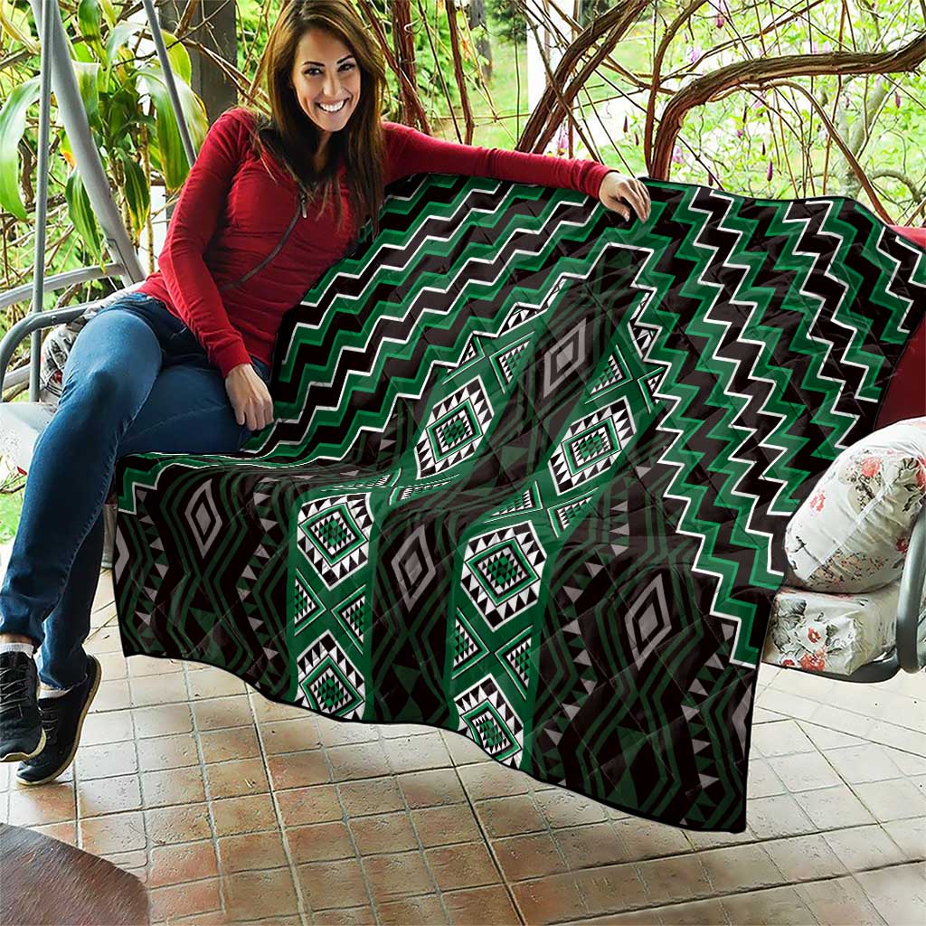 New Zealand Aotearoa Quilt Green Poutama With Taniko Pattern LT05