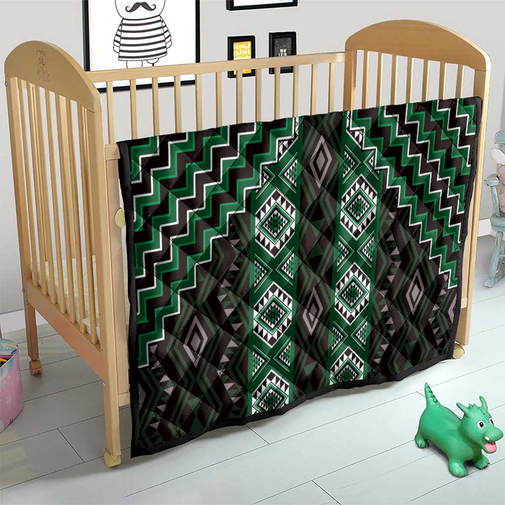 New Zealand Aotearoa Quilt Green Poutama With Taniko Pattern LT05