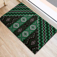 New Zealand Aotearoa Rubber Doormat Green Poutama With Taniko Pattern LT05 - Polynesian Pride