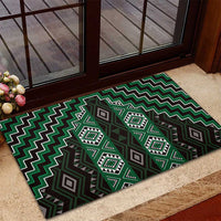 New Zealand Aotearoa Rubber Doormat Green Poutama With Taniko Pattern LT05 - Polynesian Pride