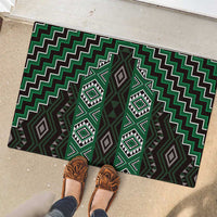 New Zealand Aotearoa Rubber Doormat Green Poutama With Taniko Pattern LT05 - Polynesian Pride