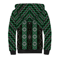 New Zealand Aotearoa Sherpa Hoodie Green Poutama With Taniko Pattern LT05 - Polynesian Pride