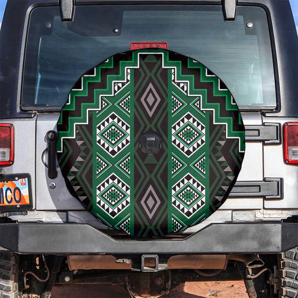 New Zealand Aotearoa Spare Tire Cover Green Poutama With Taniko Pattern LT05 Green - Polynesian Pride