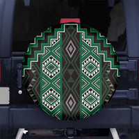 New Zealand Aotearoa Spare Tire Cover Green Poutama With Taniko Pattern LT05 - Polynesian Pride