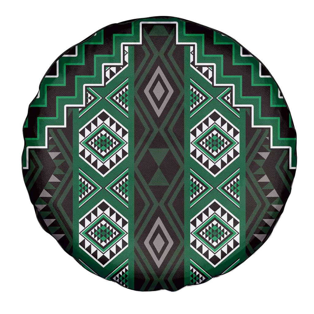 New Zealand Aotearoa Spare Tire Cover Green Poutama With Taniko Pattern LT05 - Polynesian Pride