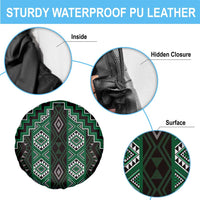 New Zealand Aotearoa Spare Tire Cover Green Poutama With Taniko Pattern LT05 - Polynesian Pride