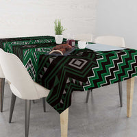 New Zealand Aotearoa Tablecloth Green Poutama With Taniko Pattern LT05 - Polynesian Pride