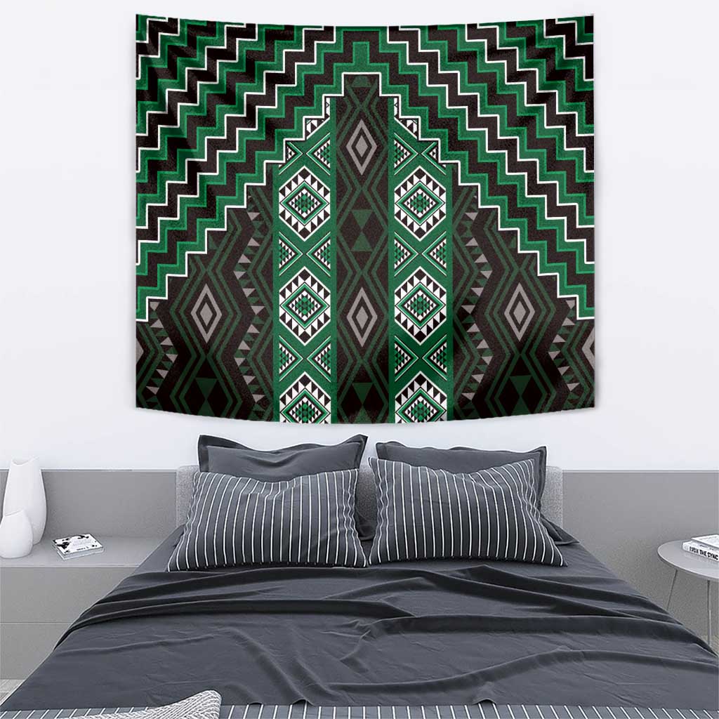 New Zealand Aotearoa Tapestry Green Poutama With Taniko Pattern LT05