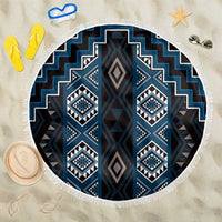 New Zealand Aotearoa Beach Blanket Blue Poutama With Taniko Pattern LT05 One Size 150cm Blue - Polynesian Pride