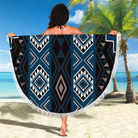 New Zealand Aotearoa Beach Blanket Blue Poutama With Taniko Pattern LT05 - Polynesian Pride