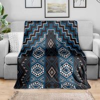 New Zealand Aotearoa Blanket Blue Poutama With Taniko Pattern LT05 - Polynesian Pride