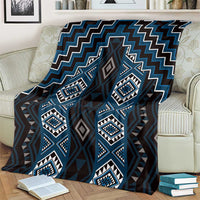 New Zealand Aotearoa Blanket Blue Poutama With Taniko Pattern LT05 - Polynesian Pride
