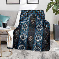 New Zealand Aotearoa Blanket Blue Poutama With Taniko Pattern LT05 - Polynesian Pride