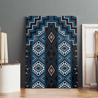 New Zealand Aotearoa Canvas Wall Art Blue Poutama With Taniko Pattern LT05 - Polynesian Pride