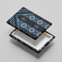New Zealand Aotearoa Canvas Wall Art Blue Poutama With Taniko Pattern LT05 - Polynesian Pride