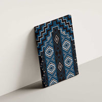 New Zealand Aotearoa Canvas Wall Art Blue Poutama With Taniko Pattern LT05 - Polynesian Pride