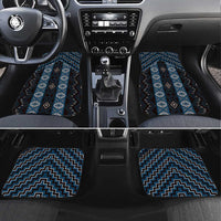New Zealand Aotearoa Car Mats Blue Poutama With Taniko Pattern LT05 Set 4pcs Blue - Polynesian Pride