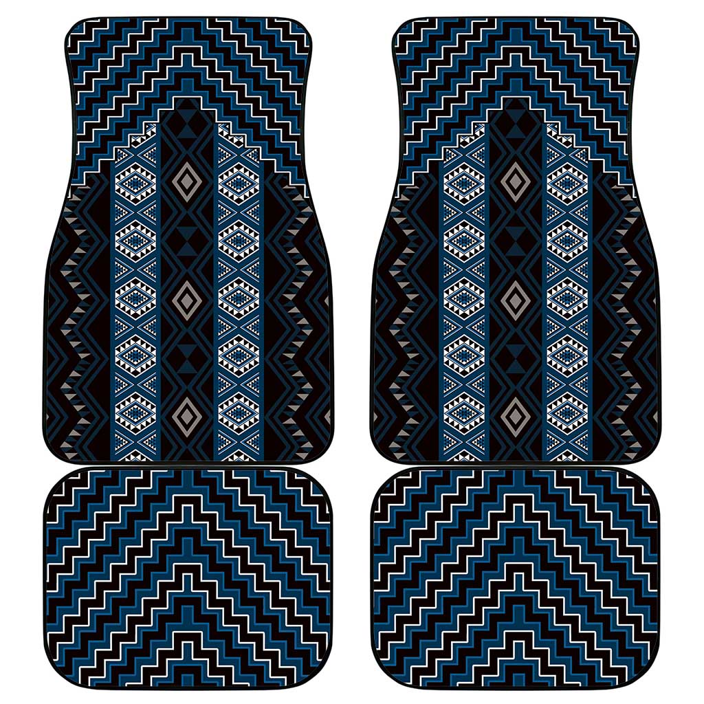 New Zealand Aotearoa Car Mats Blue Poutama With Taniko Pattern LT05 - Polynesian Pride