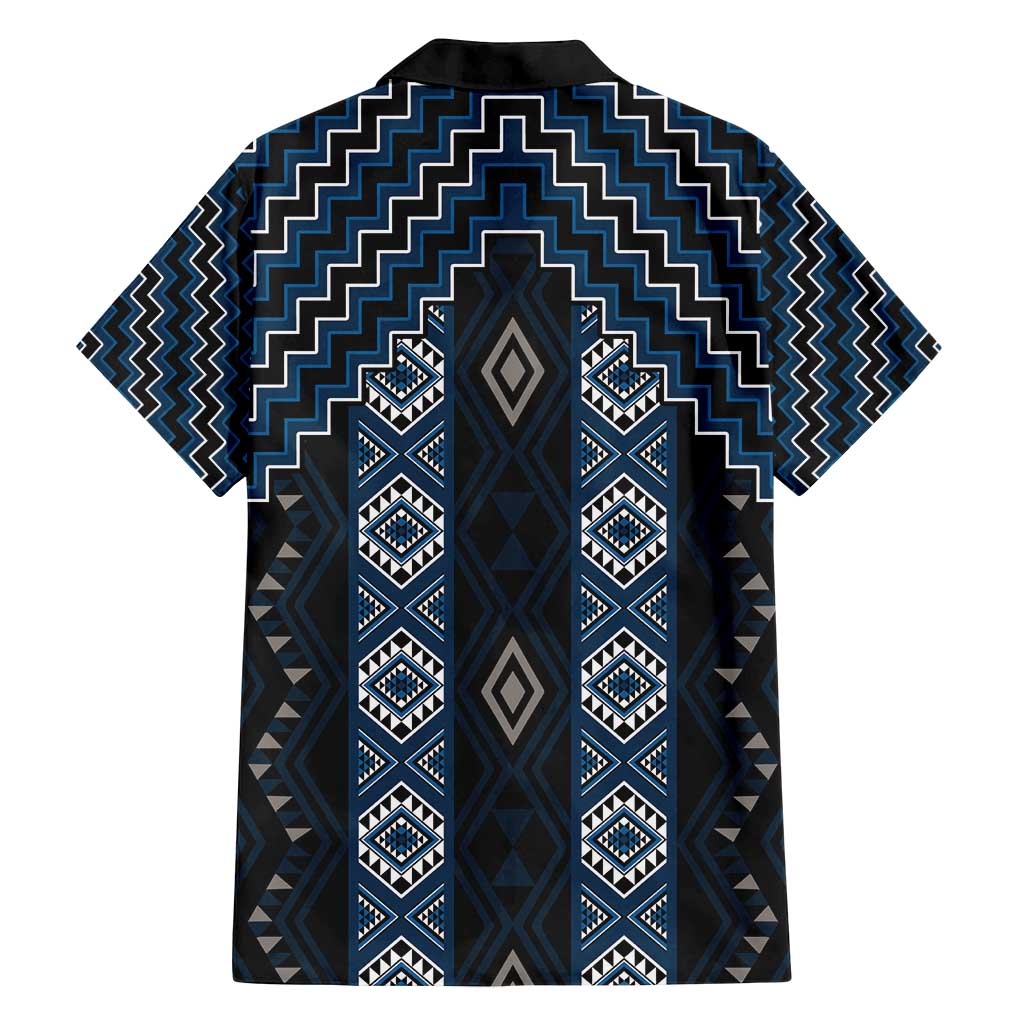 New Zealand Aotearoa Family Matching Long Sleeve Bodycon Dress and Hawaiian Shirt Blue Poutama With Taniko Pattern LT05