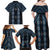 New Zealand Aotearoa Family Matching Off Shoulder Maxi Dress and Hawaiian Shirt Blue Poutama With Taniko Pattern LT05