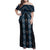 New Zealand Aotearoa Family Matching Off Shoulder Maxi Dress and Hawaiian Shirt Blue Poutama With Taniko Pattern LT05