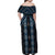 New Zealand Aotearoa Family Matching Off Shoulder Maxi Dress and Hawaiian Shirt Blue Poutama With Taniko Pattern LT05