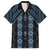 New Zealand Aotearoa Family Matching Off Shoulder Short Dress and Hawaiian Shirt Blue Poutama With Taniko Pattern LT05