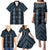 New Zealand Aotearoa Family Matching Puletasi and Hawaiian Shirt Blue Poutama With Taniko Pattern LT05