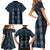 New Zealand Aotearoa Family Matching Short Sleeve Bodycon Dress and Hawaiian Shirt Blue Poutama With Taniko Pattern LT05