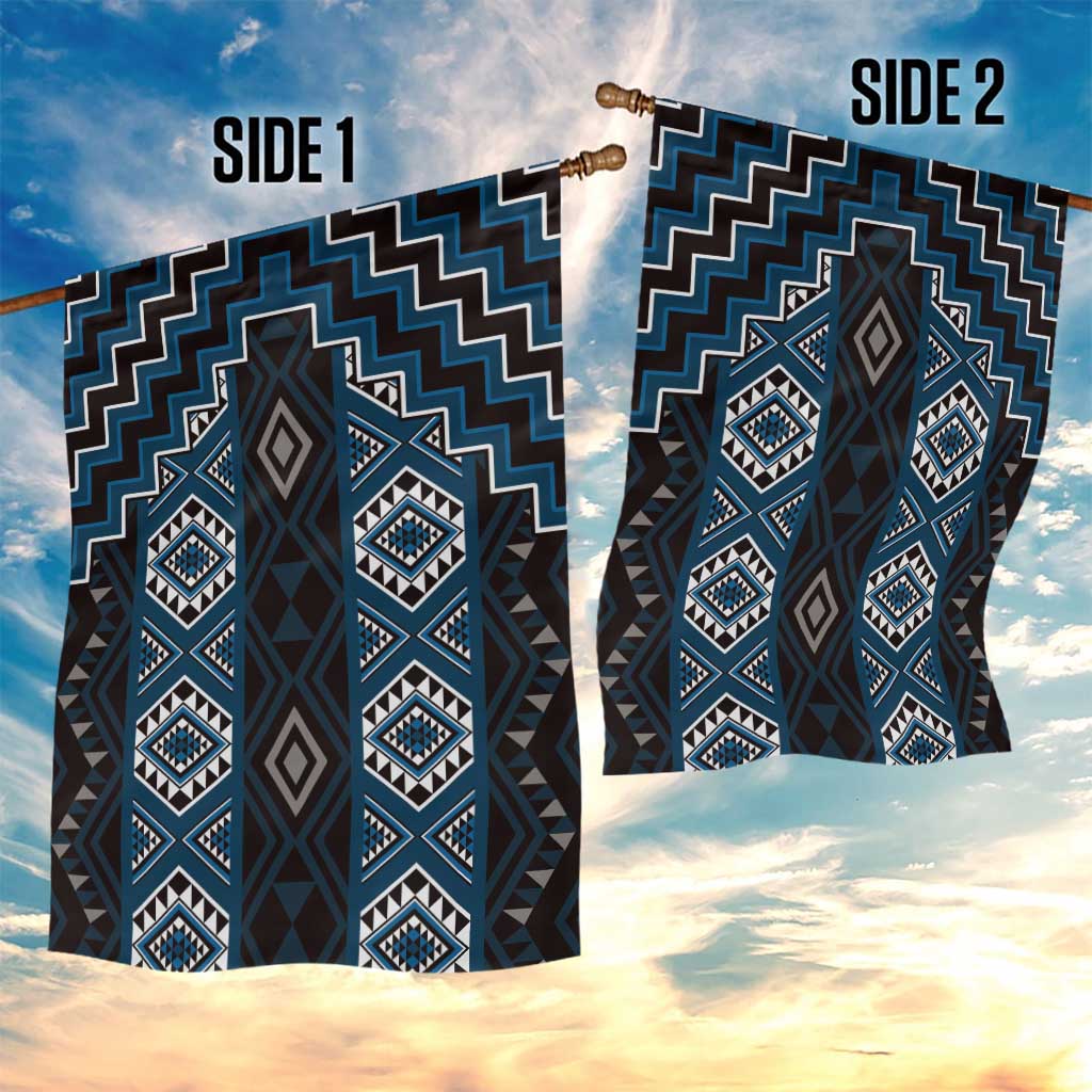 New Zealand Aotearoa Garden Flag Blue Poutama With Taniko Pattern LT05 - Polynesian Pride