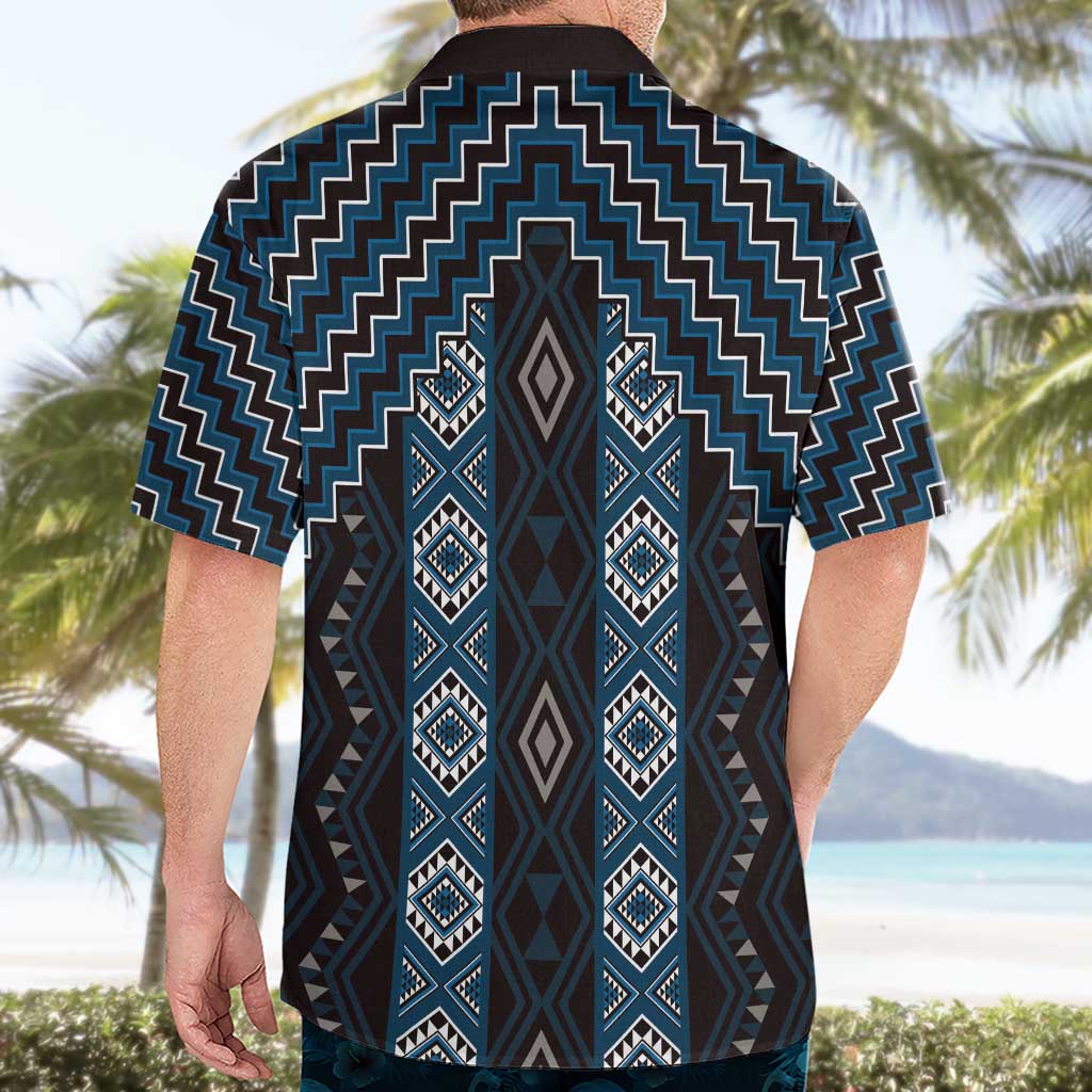 New Zealand Aotearoa Hawaiian Shirt Blue Poutama With Taniko Pattern LT05 - Polynesian Pride