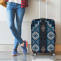 New Zealand Aotearoa Luggage Cover Blue Poutama With Taniko Pattern LT05