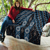 New Zealand Aotearoa Quilt Blue Poutama With Taniko Pattern LT05