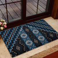 New Zealand Aotearoa Rubber Doormat Blue Poutama With Taniko Pattern LT05