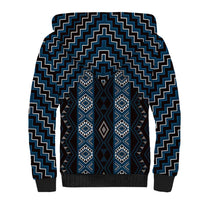New Zealand Aotearoa Sherpa Hoodie Blue Poutama With Taniko Pattern LT05 - Polynesian Pride