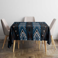 New Zealand Aotearoa Tablecloth Blue Poutama With Taniko Pattern LT05 - Polynesian Pride