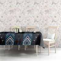 New Zealand Aotearoa Tablecloth Blue Poutama With Taniko Pattern LT05 - Polynesian Pride