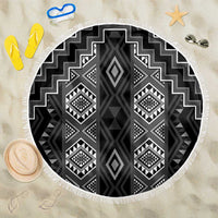 New Zealand Aotearoa Beach Blanket Black Poutama With Taniko Pattern LT05 One Size 150cm Black - Polynesian Pride