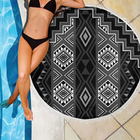 New Zealand Aotearoa Beach Blanket Black Poutama With Taniko Pattern LT05 - Polynesian Pride