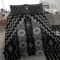 New Zealand Aotearoa Bedding Set Black Poutama With Taniko Pattern LT05