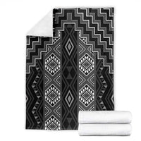 New Zealand Aotearoa Blanket Black Poutama With Taniko Pattern LT05 - Polynesian Pride