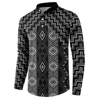 New Zealand Aotearoa Button Sweatshirt Black Poutama With Taniko Pattern LT05