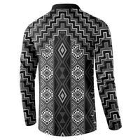 New Zealand Aotearoa Button Sweatshirt Black Poutama With Taniko Pattern LT05
