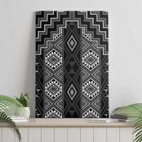 New Zealand Aotearoa Canvas Wall Art Black Poutama With Taniko Pattern LT05 - Polynesian Pride