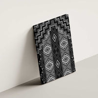 New Zealand Aotearoa Canvas Wall Art Black Poutama With Taniko Pattern LT05 - Polynesian Pride