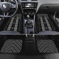 New Zealand Aotearoa Car Mats Black Poutama With Taniko Pattern LT05 Set 4pcs Black - Polynesian Pride