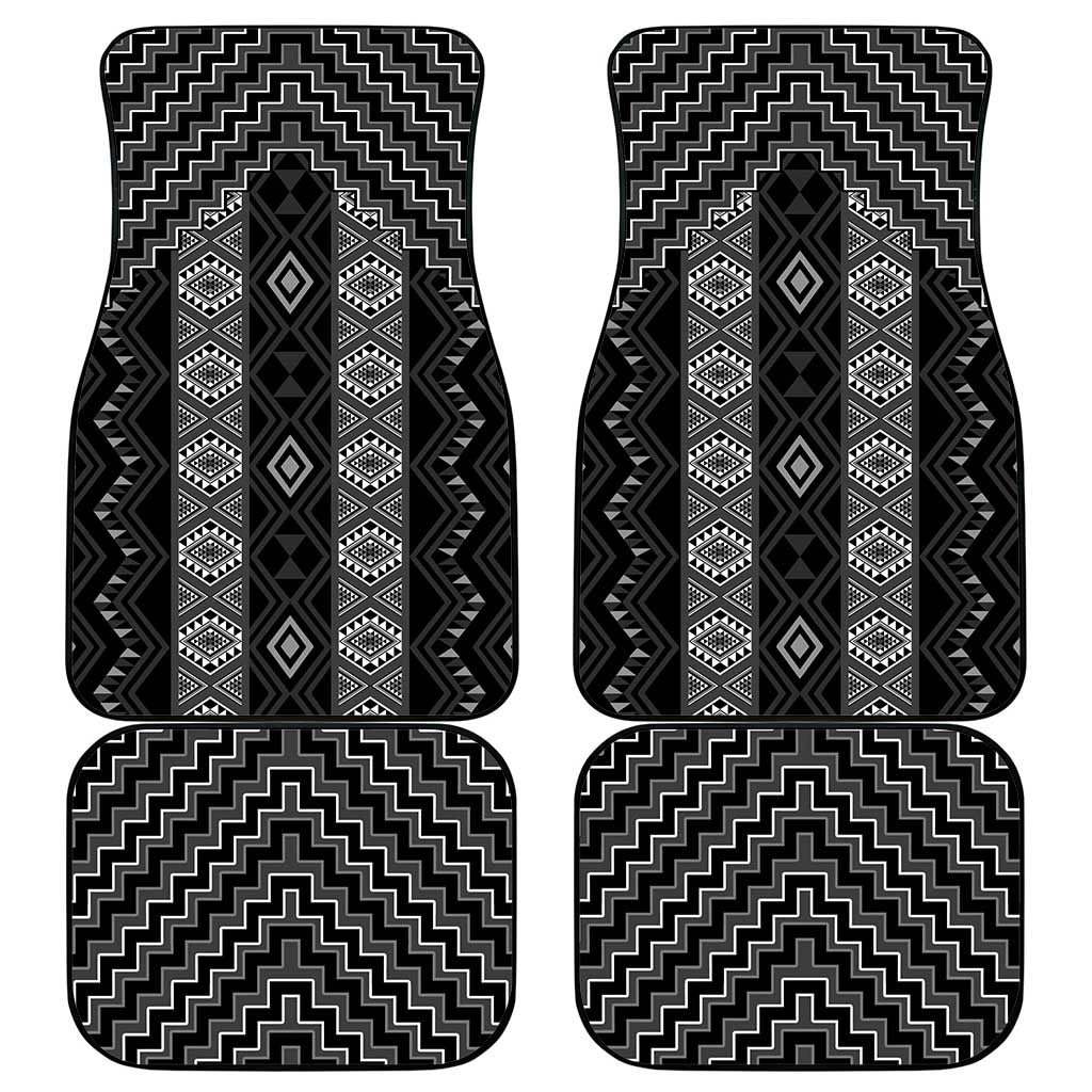 New Zealand Aotearoa Car Mats Black Poutama With Taniko Pattern LT05 - Polynesian Pride