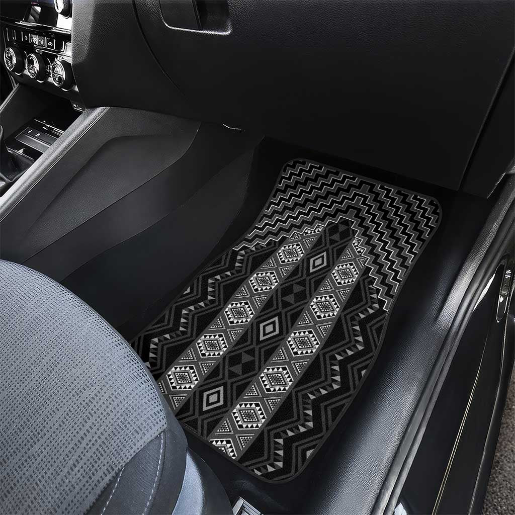 New Zealand Aotearoa Car Mats Black Poutama With Taniko Pattern LT05 - Polynesian Pride