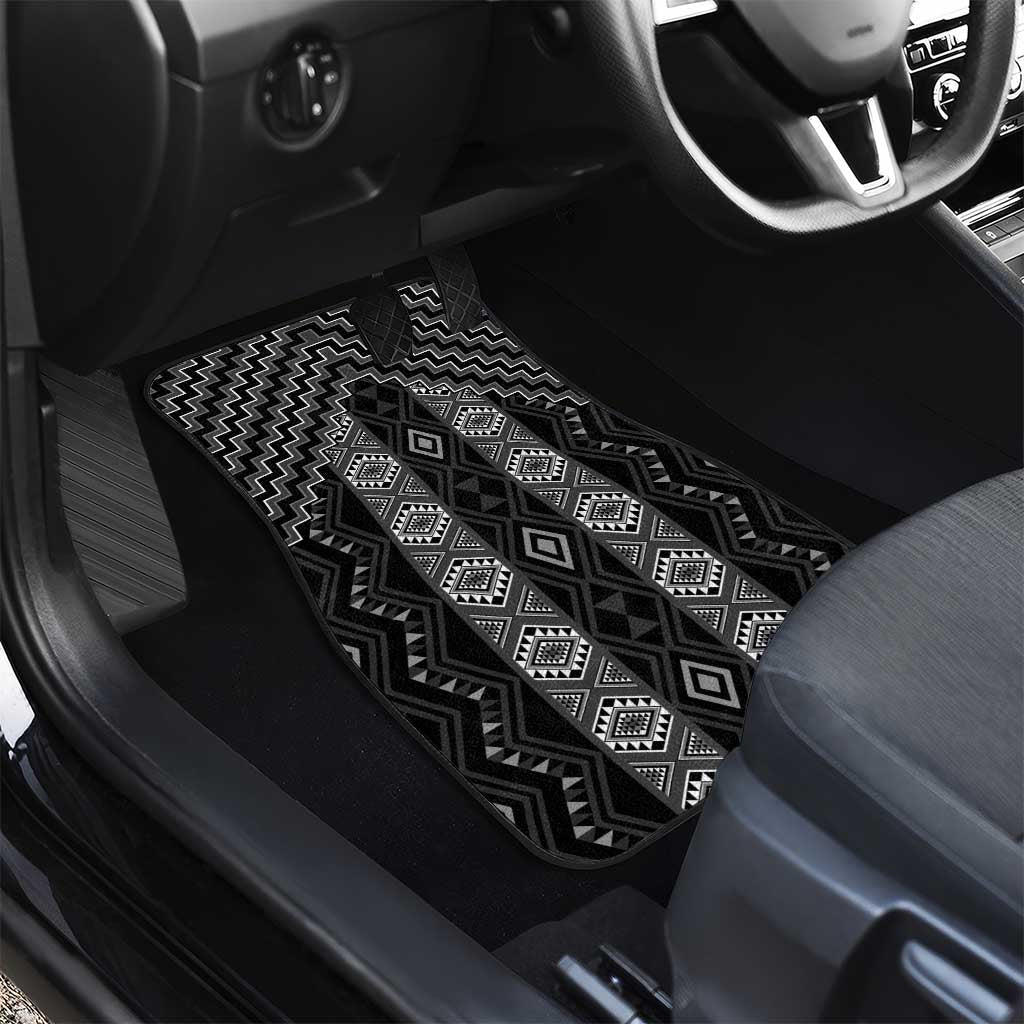 New Zealand Aotearoa Car Mats Black Poutama With Taniko Pattern LT05 - Polynesian Pride