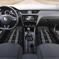 New Zealand Aotearoa Car Mats Black Poutama With Taniko Pattern LT05 Set 2pcs - Front Black - Polynesian Pride